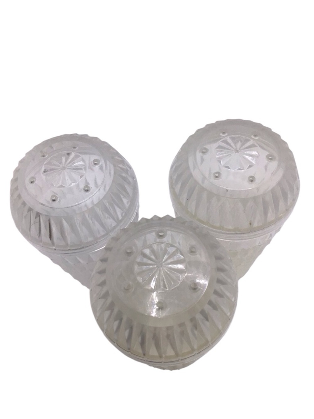 Vintage MCM Arrow Acrylic Salt Pepper Shakers Set Clear Diamond Retro 4 Pc. - Picture 9 of 13